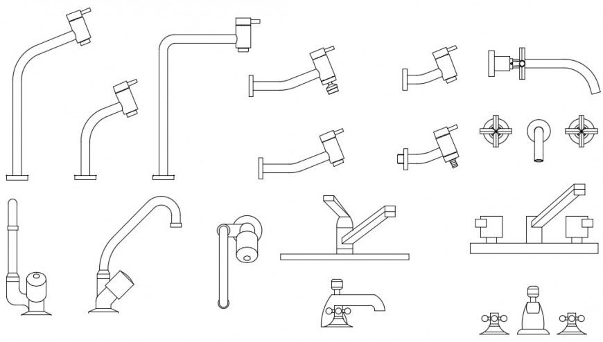 Multiple taps 2d elevation blocks drawing details dwg file