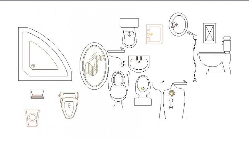 Multiple toilet and bathroom blocks cad drawing details dwg file
