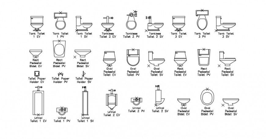 Multiple toilet and urinal elevation blocks drawing detail dwg file
