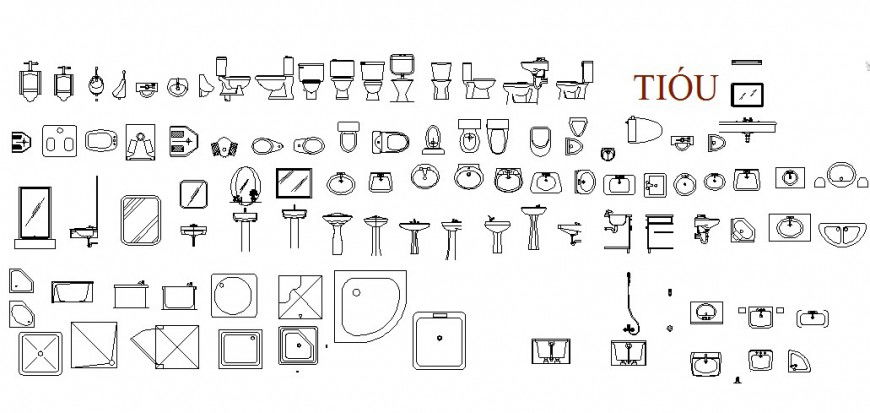 Multiple toilet sheet, sink and sanitary 2d blocks cad drawing details dwg file