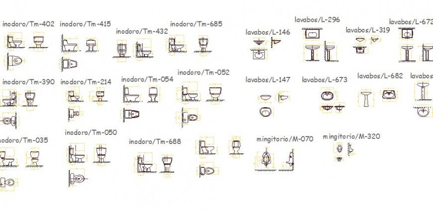 Multiple toilet sheet and sanitary blocks cad drawing details dwg file