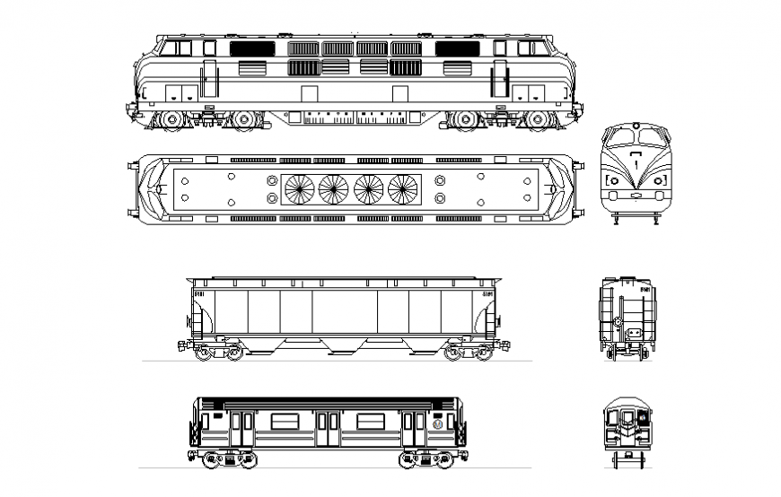 Multiple train elevation blocks cad drawing details dwg file