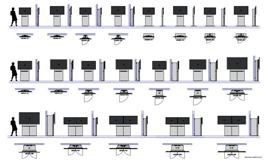 Multiple tv cabinet and drawing room furniture blocks cad drawing details dwg file