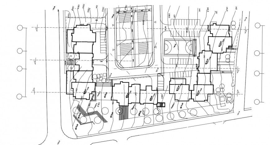 Multiple uni-familiar houses site plan cad drawing details dwg file