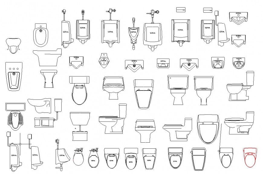 Multiple urinal and toilet sheet elevation blocks drawing details dwg file
