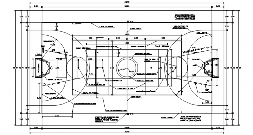 Multiple use sport playground plan in AutoCAD file
