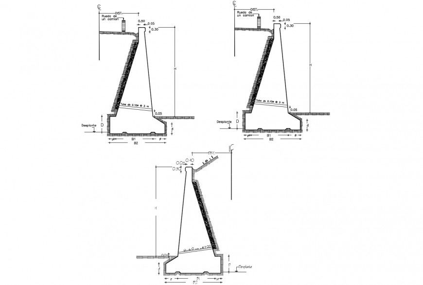 Multiple Wall CAD Drawing with Structural Details DWG file
