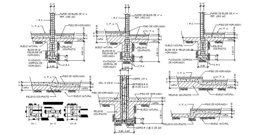 Multiple wall encounter blocks construction cad drawing details dwg file