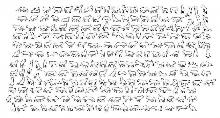 Multiple wildlife animal 2d elevation blocks cad drawing details dwg file