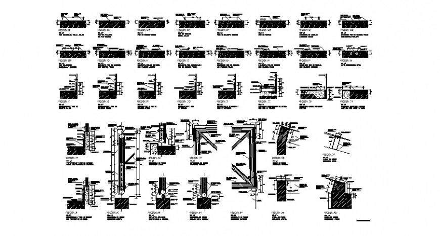 Multiple window couplings and installation cad drawing details dwg file