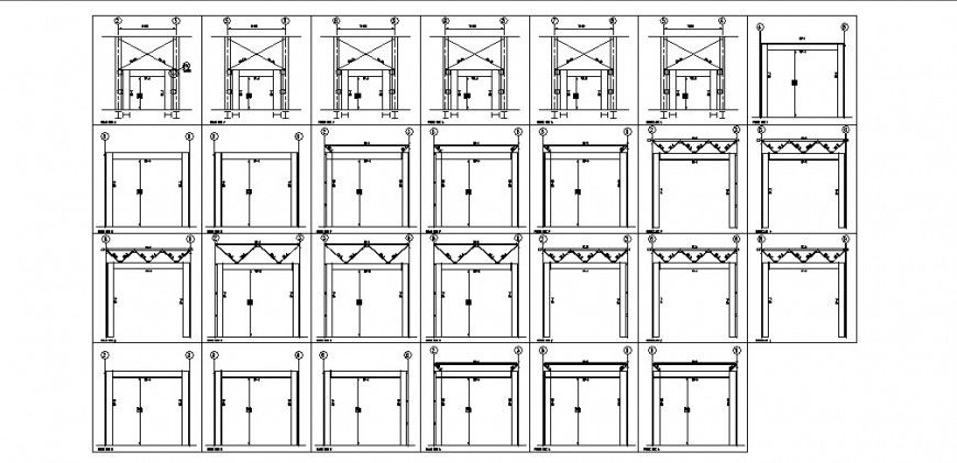 Multiple windows block section cad drawing details dwg file