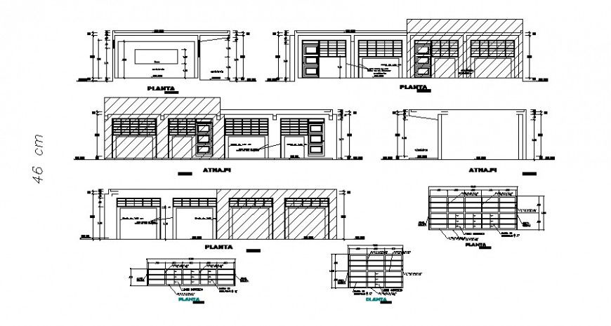 Multiple wooden cabinets and school furniture cad drawing details dwg file