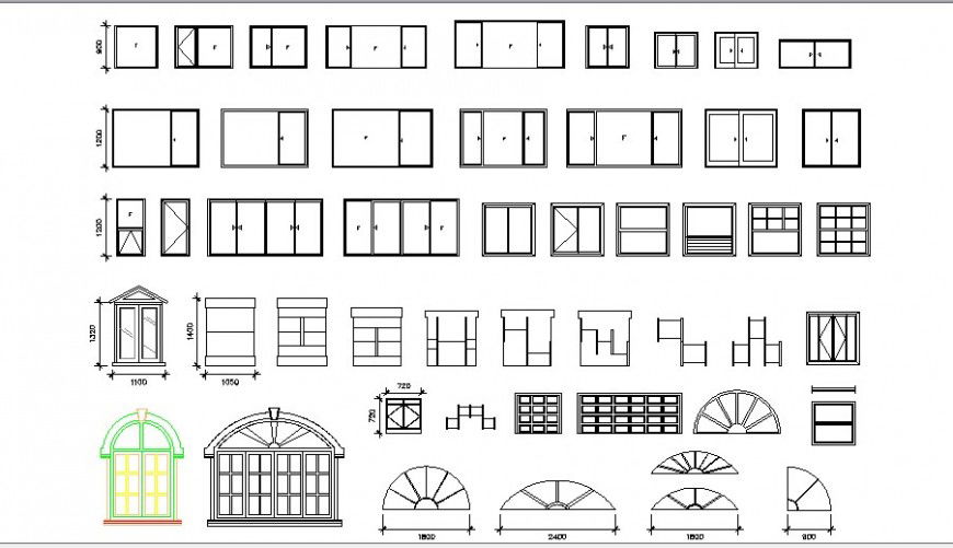 Multiple wooden doors and windows elevation blocks dwg file