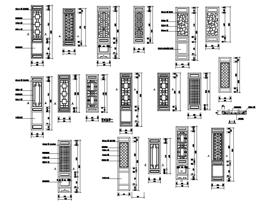 Multiple wooden doors elevation blocks cad drawing details dwg file