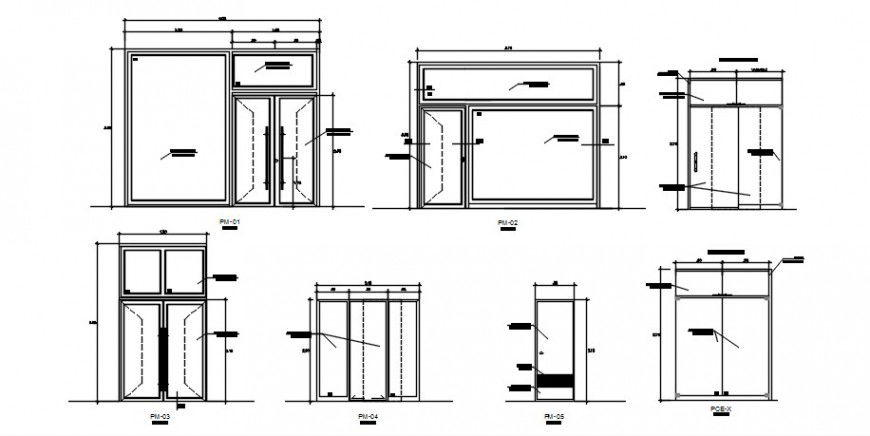 Multiple wooden doors elevation cad drawing details dwg file