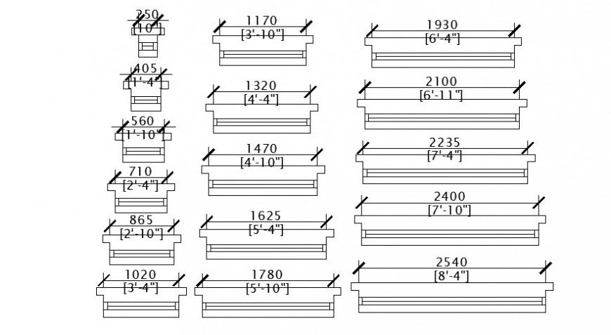 Multiple wooden window frame elevation blocks drawing details dwg file