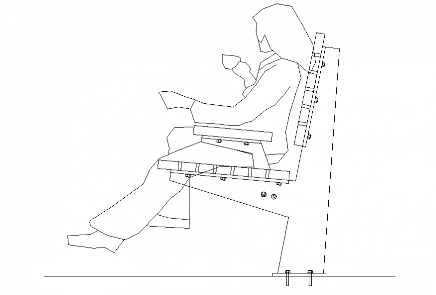 Multiplex chair 2 d plan detail dwg file