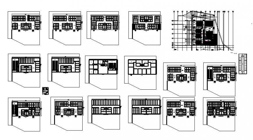 Multiplex theater all floors floor plan layout details dwg file
