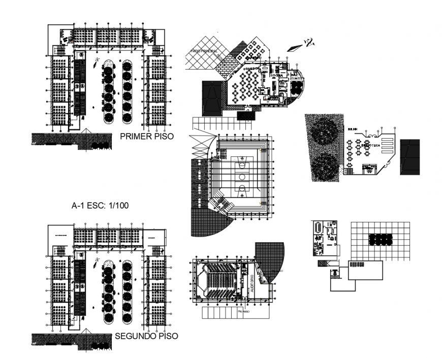 Multiplex theater and play ground area 2d view autocad file