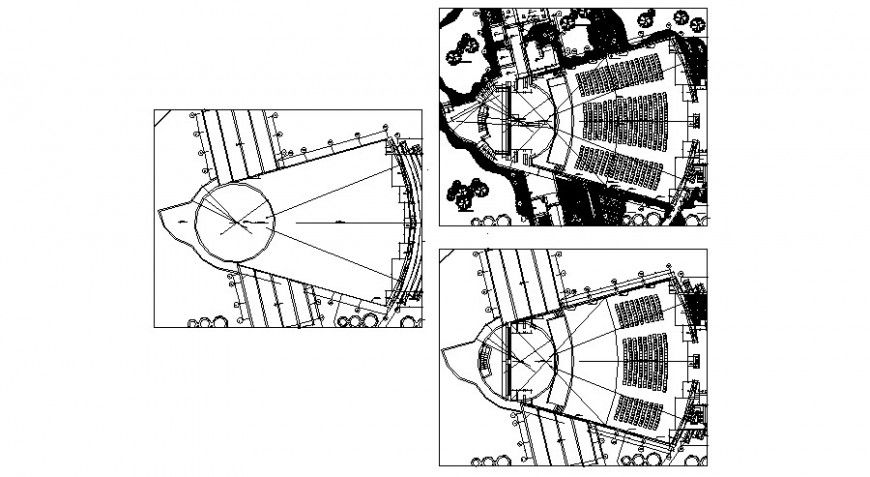 Multiplex theater building block detail 2d view working plan dwg file