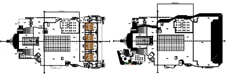 multiplex theatre with restaurant cad file