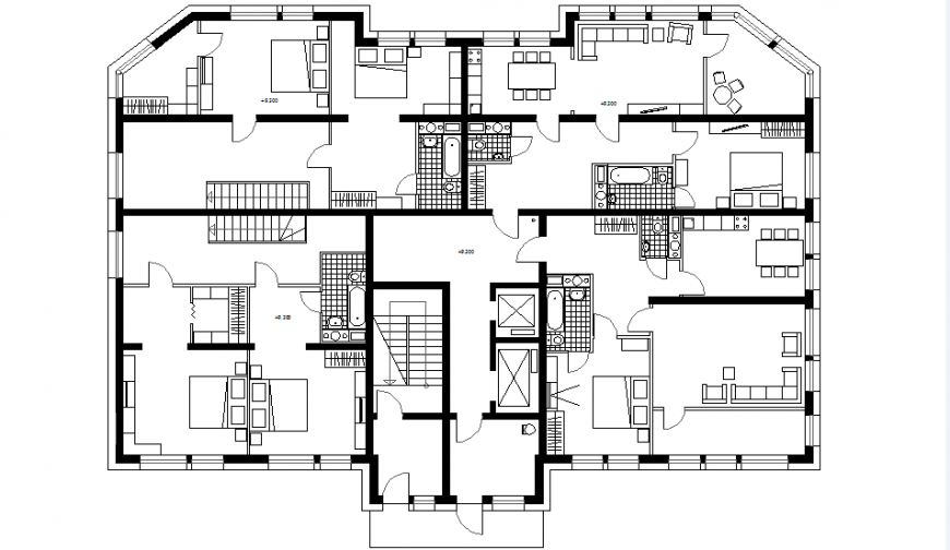 Multistory building plan autocad file