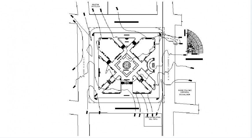 Municipal building site plan and location map drawing details dwg file