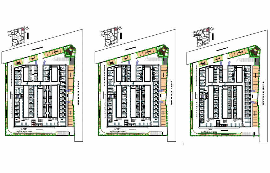 Municipal hospital floors layout plan cad drawing details dwg file