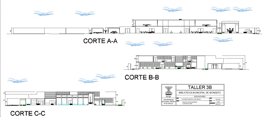 Municipal library detail drawing in dwg file
