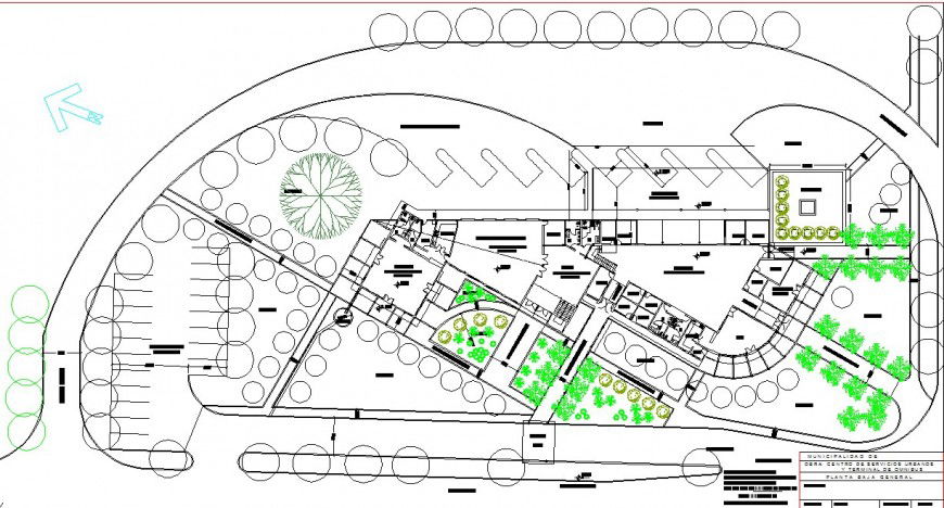 Municipal office landscaping detail drawing in dwg AutoCAd file.