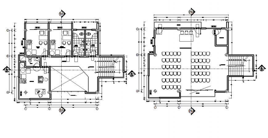 Municipal office two floor plan distribution drawing details dwg file