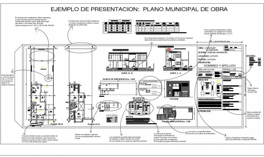 Municipal plan and section dwg file
