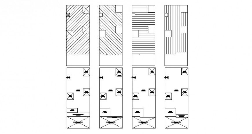 Municipal residential apartment building general floor plan and cover plan details dwg file
