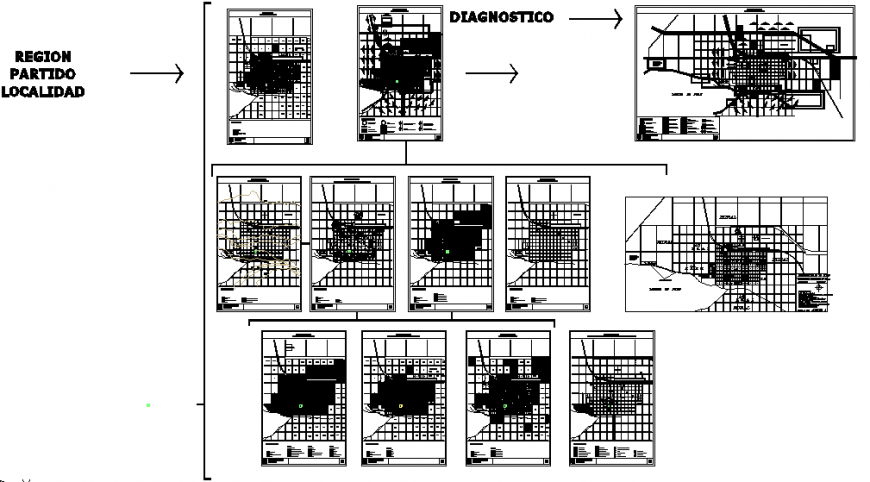 Municipal urban and territorial planning cad town planning details dwg file