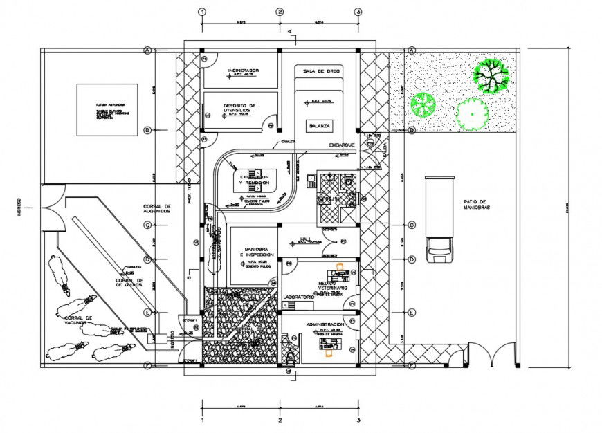 Municipality halter house 2d view CAD drawing plan dwg file