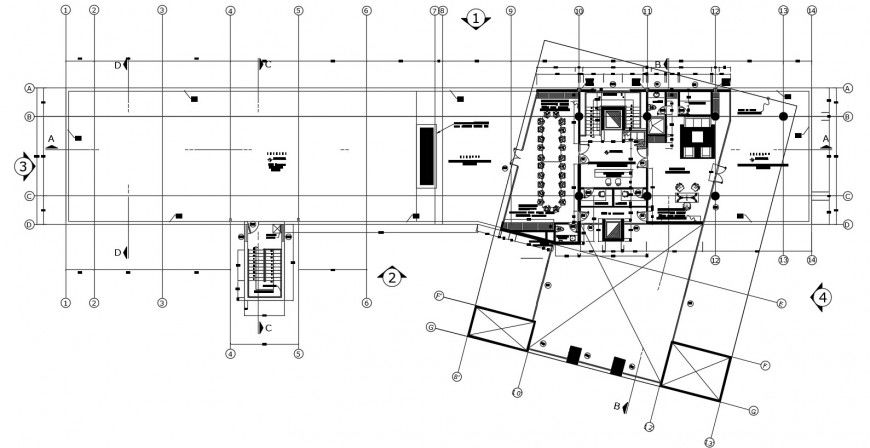 Municipality office first floor plan with furniture drawing details dwg file