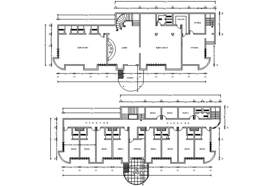 Munnar gate resort two floor distribution plan cad drawing details dwg file