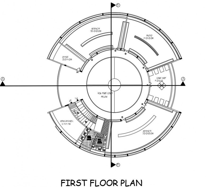 Museum building drawing CAD plan dwg autocad file