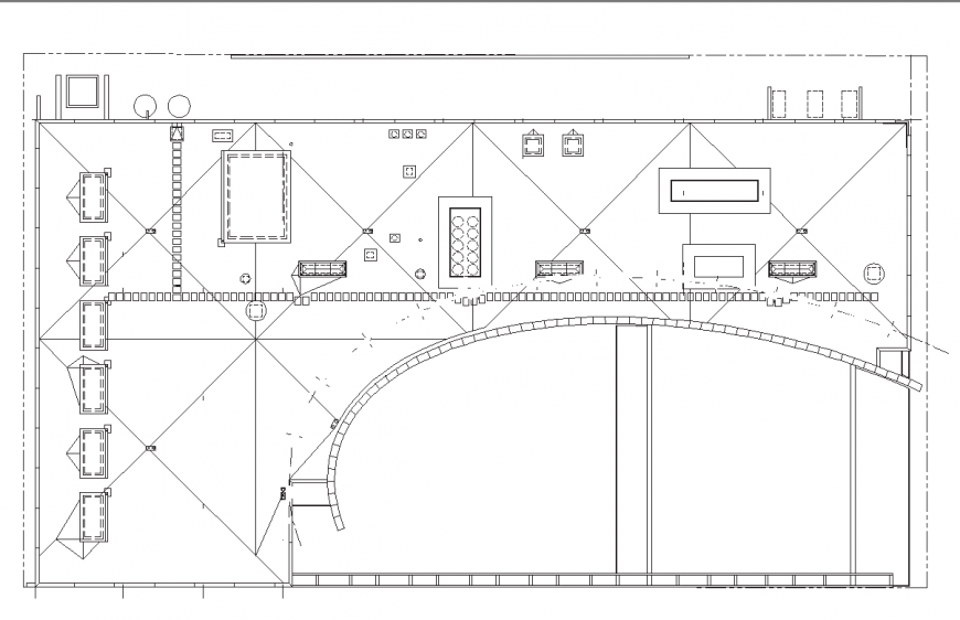 Museum hall planning detail dwg file