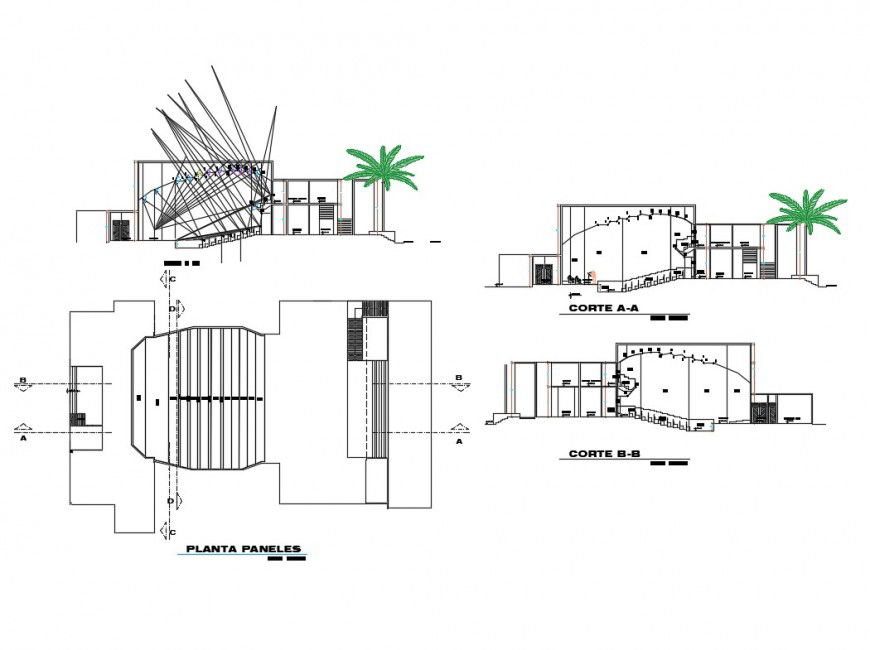 Music school room section and auto-cad details dwg file