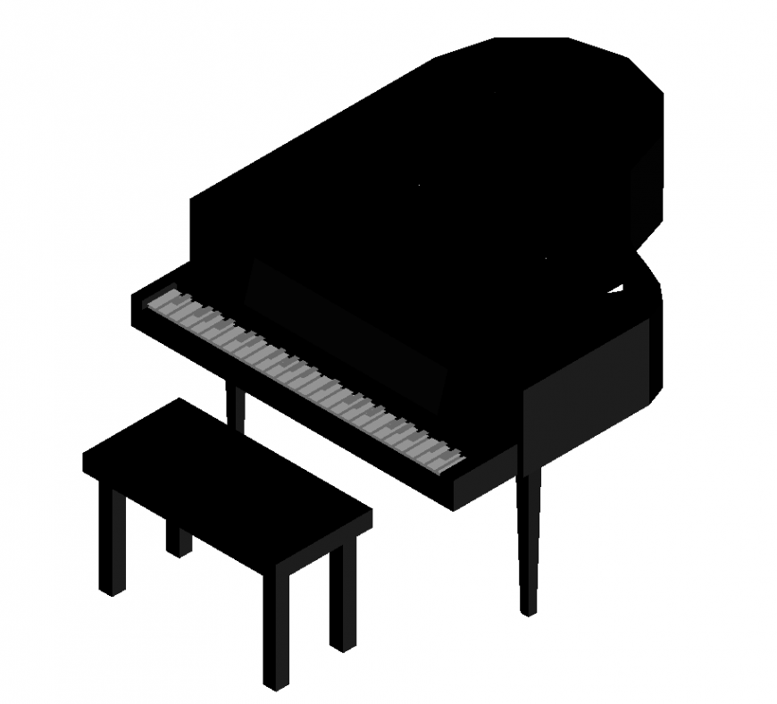 Musical instrument of piano 3d design dwg file