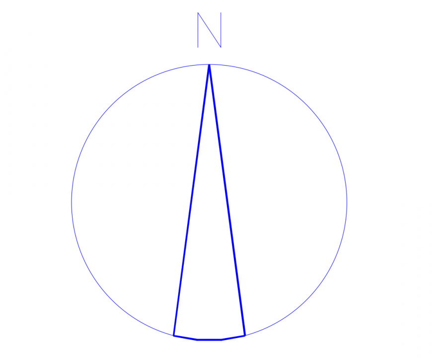 N symbol with arrow for civil engineers in auto cad software
