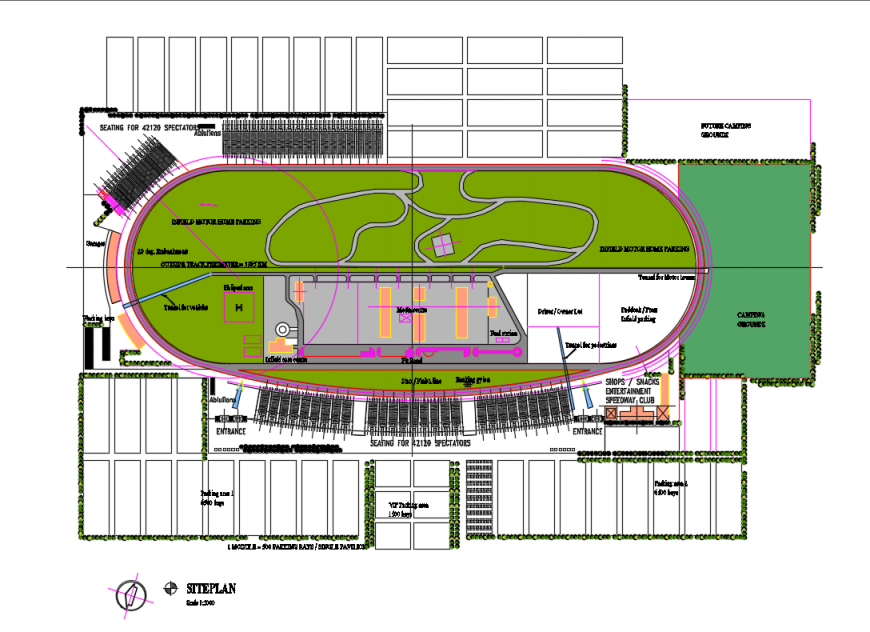 Nasa race track site plan layout and structure cad drawing details dwg file
