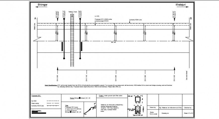National highway 60 construction detail drawing in dwg AutoCAD file.