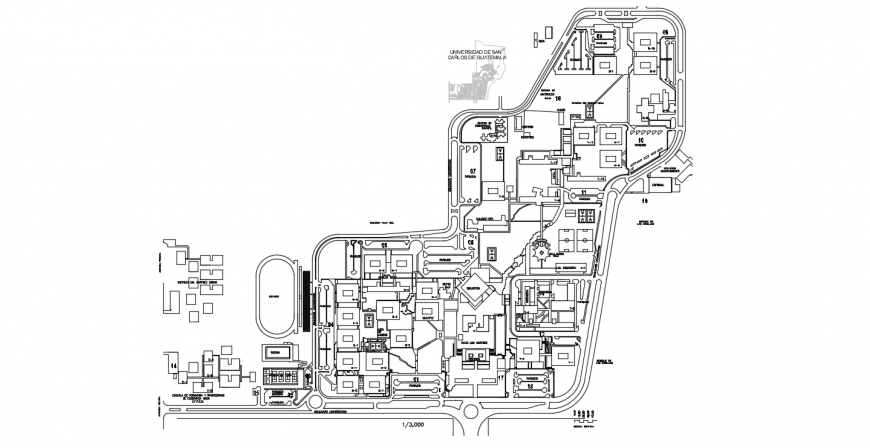 National university campus distribution plan cad drawing details dwg file