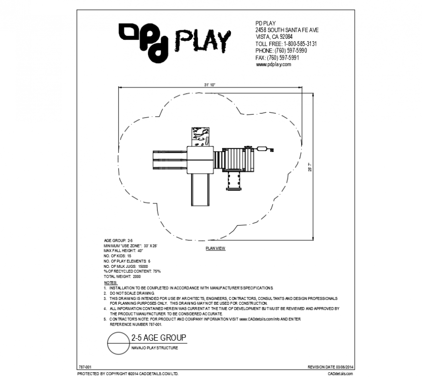 Navajo play equipment plan of garden cad block design dwg file