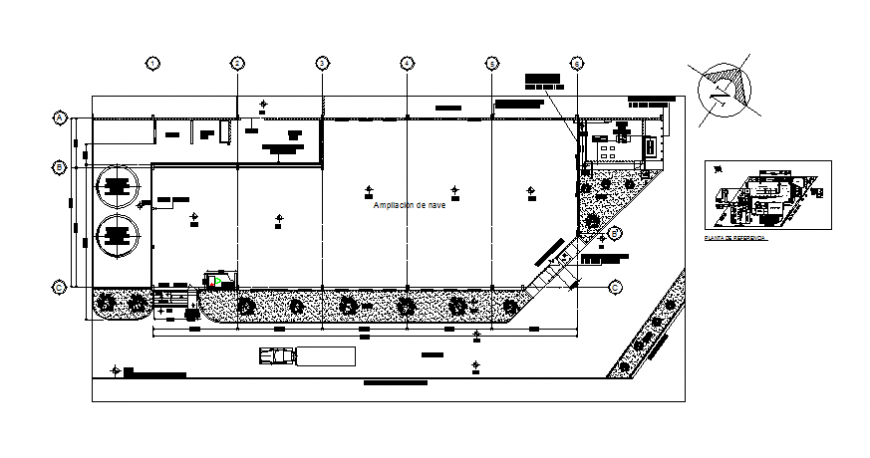 Nave industrial plant architecture layout plan details dwg file