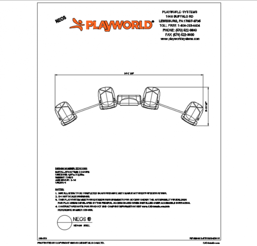 Neogo wall children play equipment top view of plan of garden dwg file