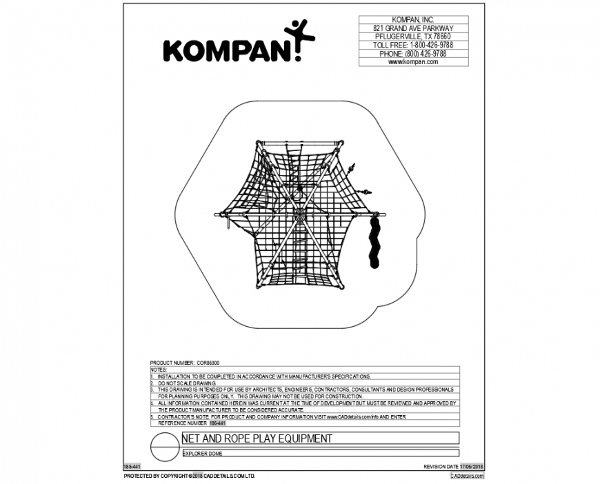 Net and rope play equipment drawing for garden dwg file