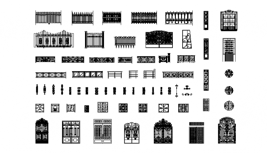 Net iron work fences and gates elevation cad blocks details dwg file